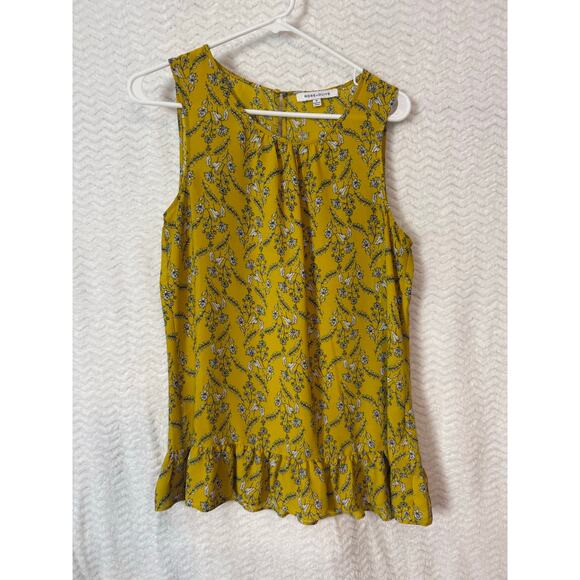 BN #9 Rose & Olive Sleeveless Floral Ruffle Hem Blouse – Size M - Picture 1 of 6